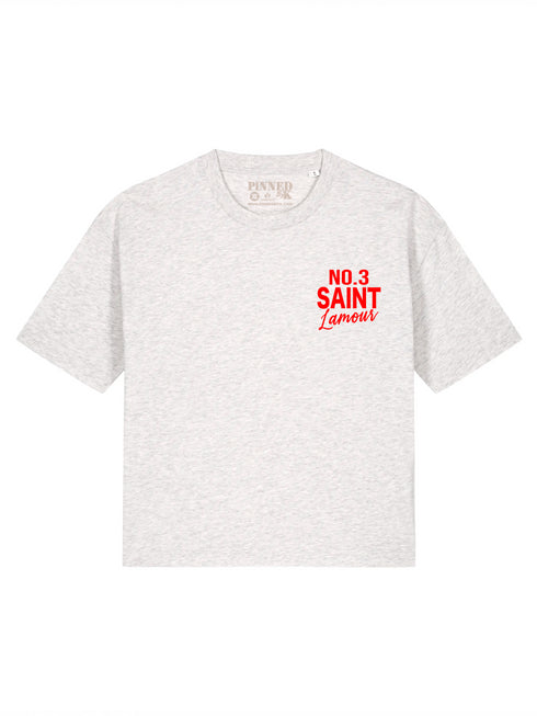 Boxy T-shirt Saint L'amour Neon Red Velvet - Heather Grey